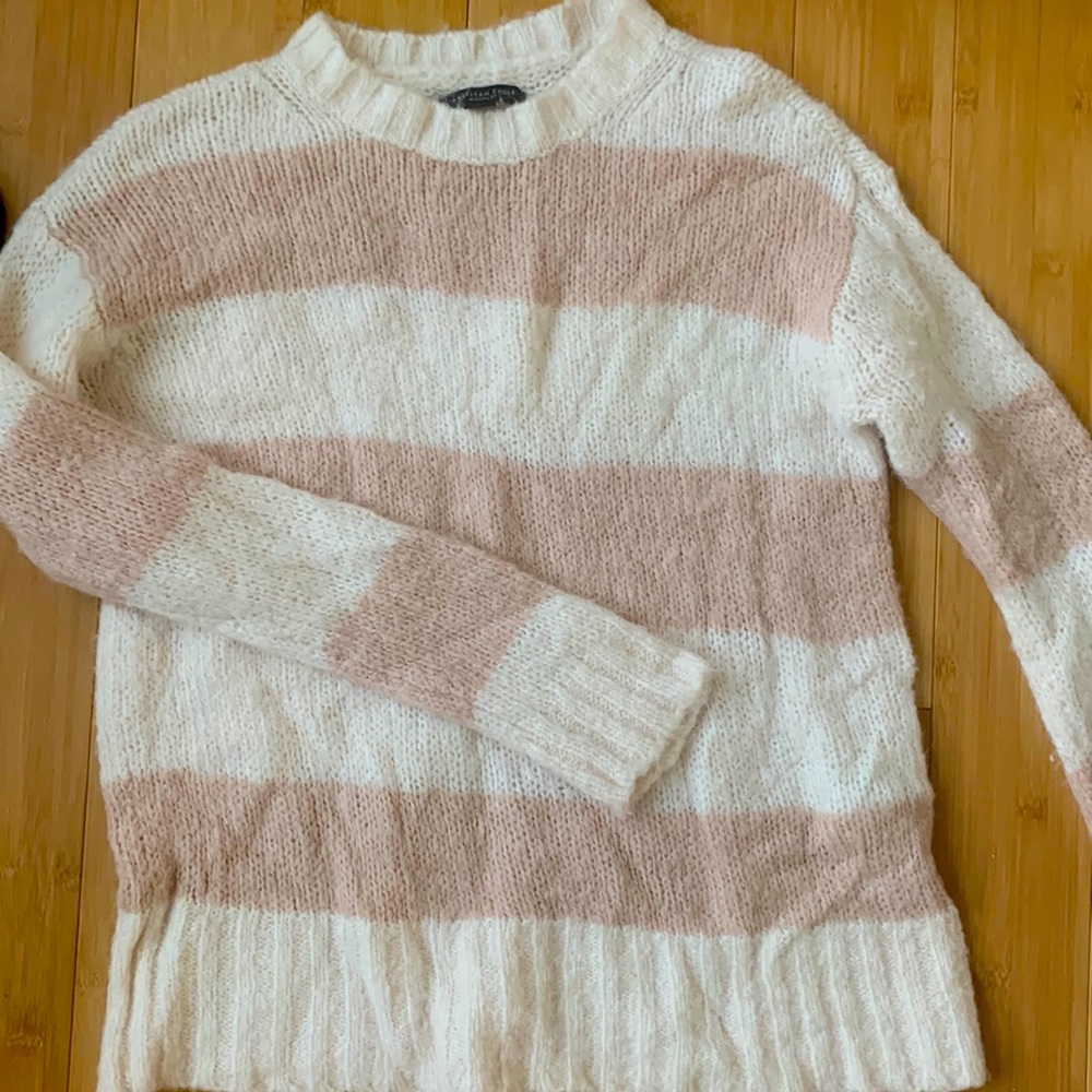 Pink and White Striped AE Sweater